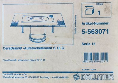 Dallmer CeraDrain® Aufstockelement S 15 G, 5-563071, Serie 15, Bodenablauf,