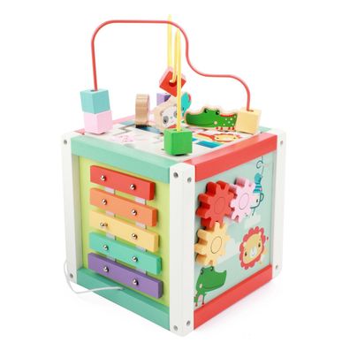 Fisher-Price - Holz-Aktivitätswürfel 5in1 Lernspiel Kleinkinder ab 18 Monaten