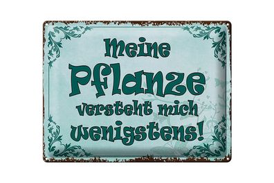 Blechschild Spruch 40x30cm meine Pflanze versteht mich