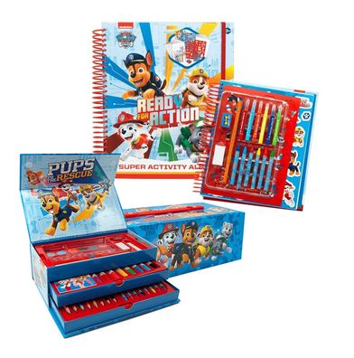 Paw Patrol Schreibwaren-Set XL im Koffer + Malbuch mit Schablone und Aufklebern