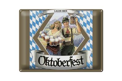 Blechschild Spruch 40x30cm Oktoberfest Lager Bier Bayern