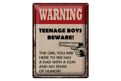 Blechschild Spruch 30x40cm warning teenage boys beware