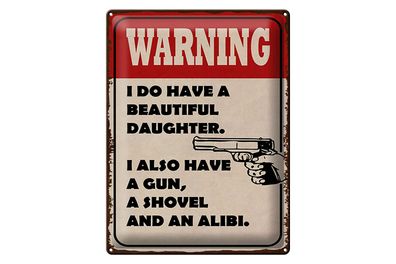 Blechschild Spruch 30x40cm warning have beautiful daughter