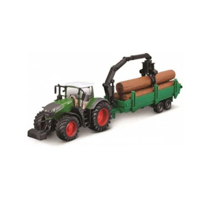 Bburago 18-31677 - Traktor - Fendt 1050 Vario mit Holztransporter (10cm) Trecker