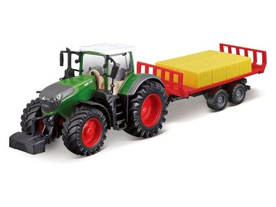 Bburago 18-31674 - Traktor - Fendt 1050 Vario mit Heuballentransporter (10cm)