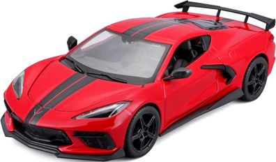 Maisto Modellauto Chevrolet Corvette Stingray Coupe High Wing '21 (rot, 1:24)