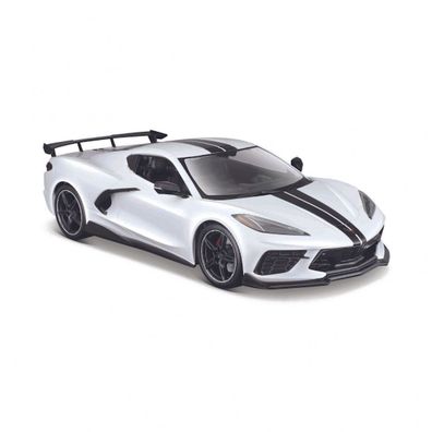 Maisto Modellauto - Chevrolet Corvette Stingray Coupe High Wing '21 (weiß, 1:24)