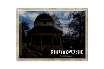 Blechschild Städte Teehaus Gebäude Stuttgart 40x30cm Geschenk