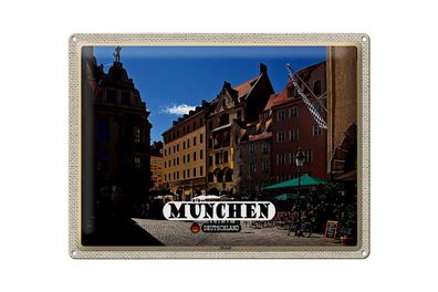 Blechschild Städte München Altstadt Gasthaus 40x30cm Geschenke