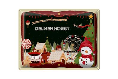 Blechschild Weihnachten Grüße aus Delmenhorst Geschenk 40x30cm