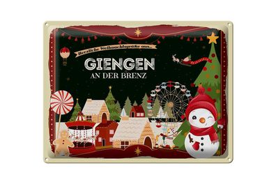 Blechschild Weihnachten Grüße Giengen AN DER BRENZ Geschenk 40x30cm