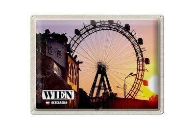 Blechschild Reise Wien Österreich Prater Riesenrad 40x30cm