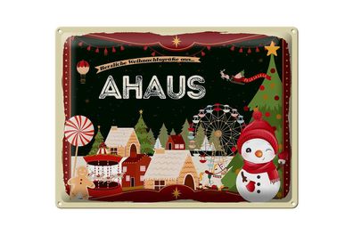 Blechschild Weihnachten Grüße aus AHAUS Schild 40x30cm