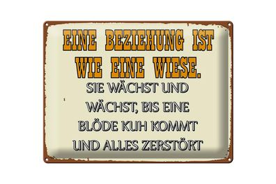 Blechschild Spruch 40x30cm Eine Beziehung wie eine Wiese