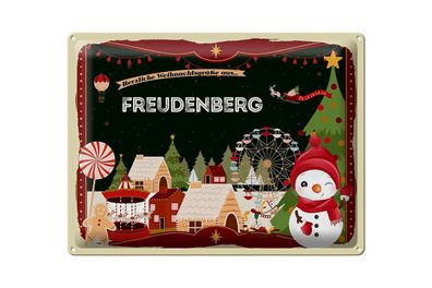 Blechschild Weihnachten Grüße Freudenberg Geschenk 40x30cm