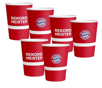 Amscan 9906508 - FC Bayern München - Pappbecher (6 Stück, 500ml) Becher Fußball