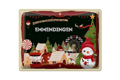 Blechschild Weihnachten Grüße Emmendingen Geschenk 40x30cm