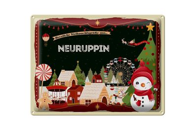 Blechschild Weihnachten Grüße Neuruppin Geschenk 40x30cm