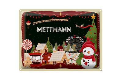 Blechschild Weihnachten Grüße Mettmann Schild 40x30cm