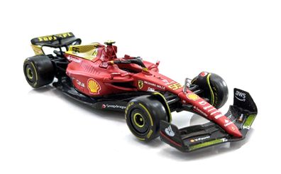 Bburago Modellauto Ferrari F1-75 Sainz #55 Monza-Ausführung (Maßstab 1:43) Auto