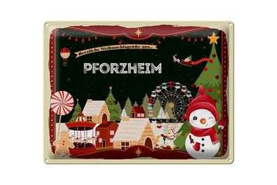 Blechschild Weihnachten Grüße Pforzheim Geschenk 40x30cm