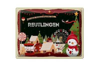 Blechschild Weihnachten Grüße Reutlingen Geschenk 40x30cm