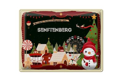 Blechschild Weihnachten Grüße Senftenberg Geschenk 40x30cm