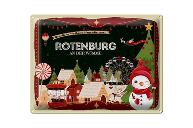 Blechschild Weihnachten Grüße aus Rotenburg AN DER WÜMME 40x30cm