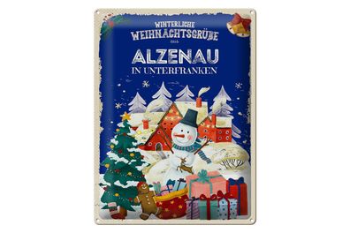 Blechschild Weihnachtsgrüße aus Alzenau IM Unterfranken 30x40cm