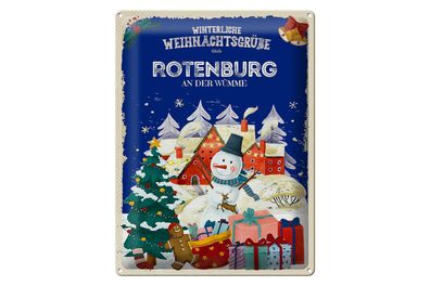 Blechschild Weihnachtsgrüße aus Rotenburg AN DER WÜMME 30x40cm