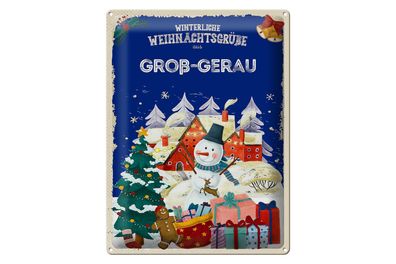 Blechschild Weihnachtsgrüße GROß-GERAU Geschenk 30x40cm