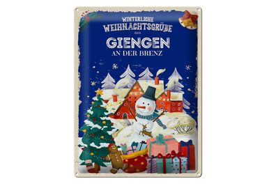 Blechschild Weihnachtsgrüße Giengen AN DER BRENZ Geschenk 30x40cm