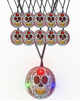 Halloween LED Blinky Kette Dia De Los Muertos (10 Stück) Tag der Toten Halskette