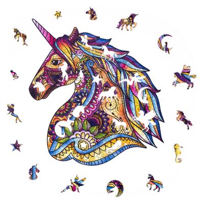 Woody Puzzles - Magic Unicorn (285 Teile) Holzpuzzle Puzzel Tierpuzzle Einhorn