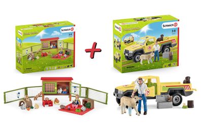 Schleich Farm World Set - Tierarztbesuch auf dem Bauernhof + Picknick mit Tieren