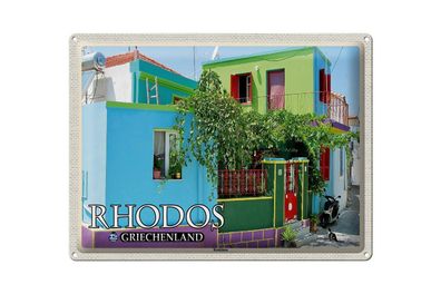 Blechschild Reise 40x30cm Rhodos Griechenland Koskinou Gasse