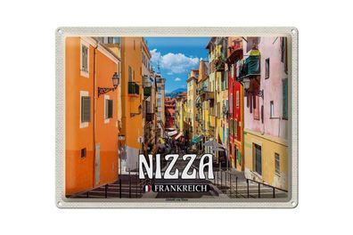 Blechschild Reise 40x30cm Nizza Frankreich Altstadt von Nizza