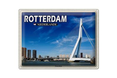 Blechschild Reise 40x30cm Rotterdam Niederlande Erasmus-Brücke