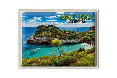 Blechschild Reise 40x30cm Mallorca Spanien Cala s'Almunia Bucht