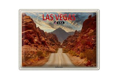 Blechschild Reise 40x30cm Las Vegas USA Red Rock Canyon