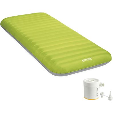 INTEX 64097NP Luftbett Dura-Beam Truaire inkl. USB-Luftpumpe (grün, 76x191x17cm)