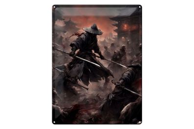 Blechschild 12x18cm Zombie Horden Samurai