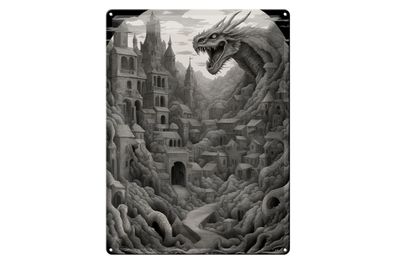 Blechschild 12x18cm Wurzelstadt Drache