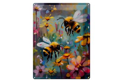 Blechschild 20x30cm Bienen Blumenfeld 2