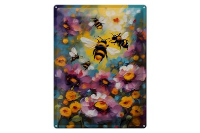 Blechschild 12x18cm Bienen Blumenfeld