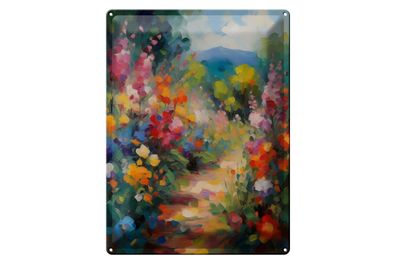 Blechschild 12x18cm Sommerweg der Tupfblumen