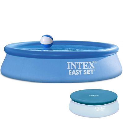 INTEX 28108GN - Easy Set Pool (244x61cm) mit Pumpe, Abdeckplane & Wasserball