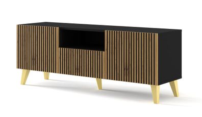Furnlux Fernsehtisch Ravenna P Schwarz & Beige & Gold 150cm