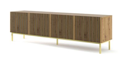 Furnlux Fernsehtisch Ravenna F Beige & Schwarz & Gold 200cm