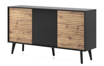 Furnlux Sideboard Willow Schwarz & Beige 154cm